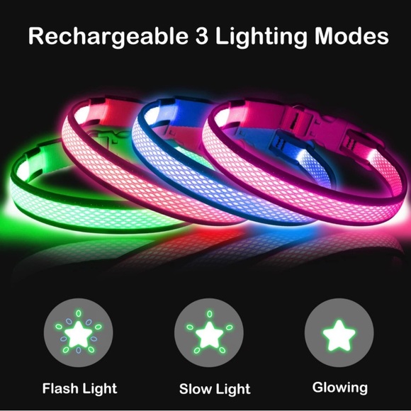 Lighted Dog Collar 3 Settings / USB Charging - Picture 5 of 9